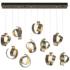 Riza 12.2" Wide 10-Light Soft Gold Pendant With Opal Glass Shade