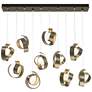 Riza 12.2" Wide 10-Light Soft Gold Pendant With Opal Glass Shade