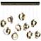 Riza 12.2" Wide 10-Light Soft Gold Pendant With Opal Glass Shade