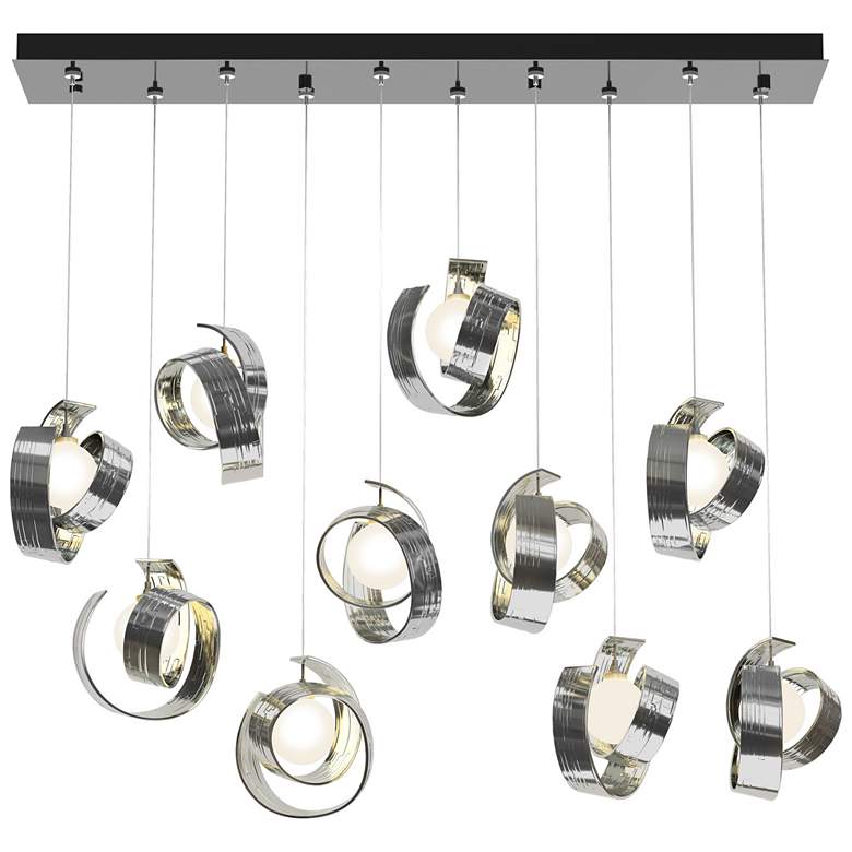 Image 1 Riza 12.2" Wide 10-Light Sterling Pendant With Opal Glass Shade