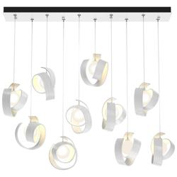 Riza 12.2&quot; Wide 10-Light White Pendant With Opal Glass Shade