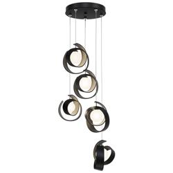 Riza 19.1&quot; Wide 5-Light Black Pendant With Opal Glass Shade