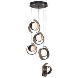 Riza 19.1&quot; Wide 5-Light Bronze Pendant With Opal Glass Shade