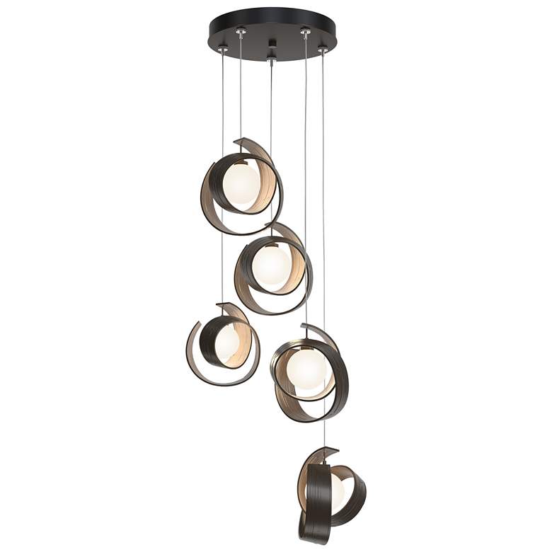 Image 1 Riza 19.1" Wide 5-Light Bronze Pendant With Opal Glass Shade