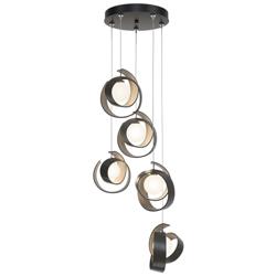 Riza 19.1" Wide 5-Light Dark Smoke Pendant With Opal Glass Shade