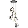 Riza 19.1" Wide 5-Light Natural Iron Pendant With Opal Glass Shade