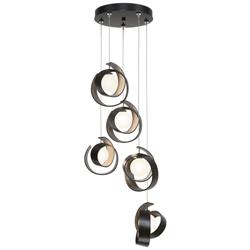 Riza 19.1&quot; Wide 5-Light Oil Rubbed Bronze Pendant With Opal Glass Shad