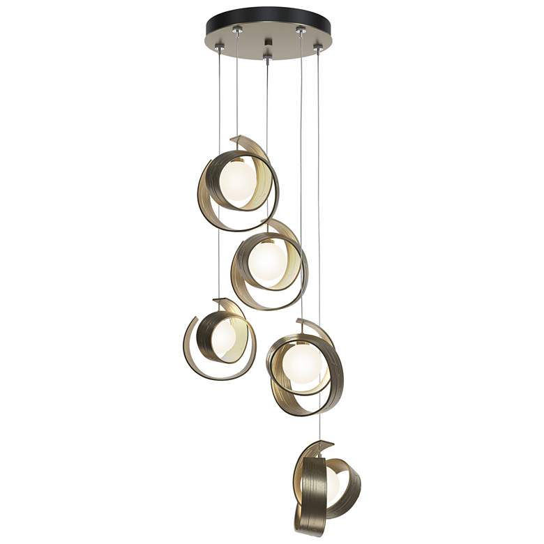 Image 1 Riza 19.1" Wide 5-Light Soft Gold Pendant With Opal Glass Shade