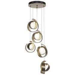 Riza 19.1" Wide 5-Light Soft Gold Pendant With Opal Glass Shade