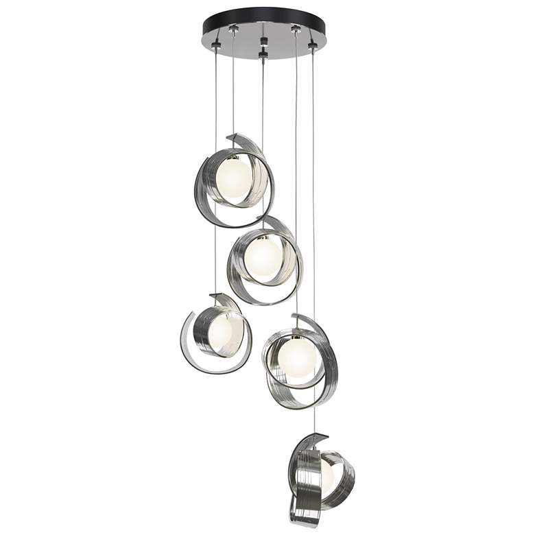Image 1 Riza 19.1" Wide 5-Light Sterling Pendant With Opal Glass Shade