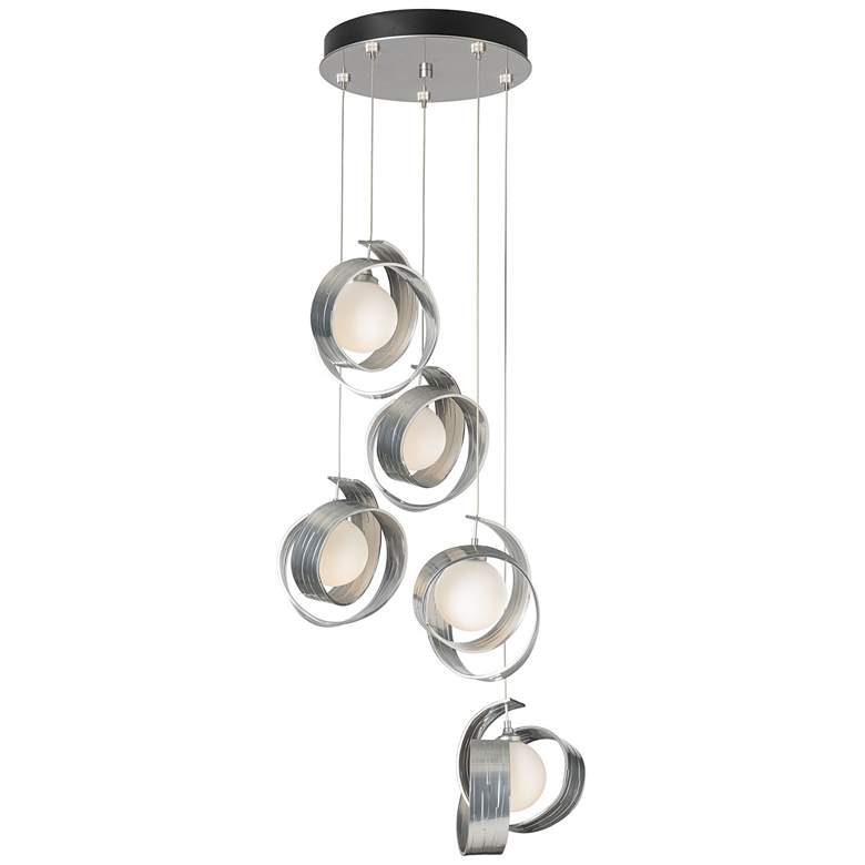 Image 1 Riza 19.1" Wide 5-Light Sterling Pendant With Opal Glass