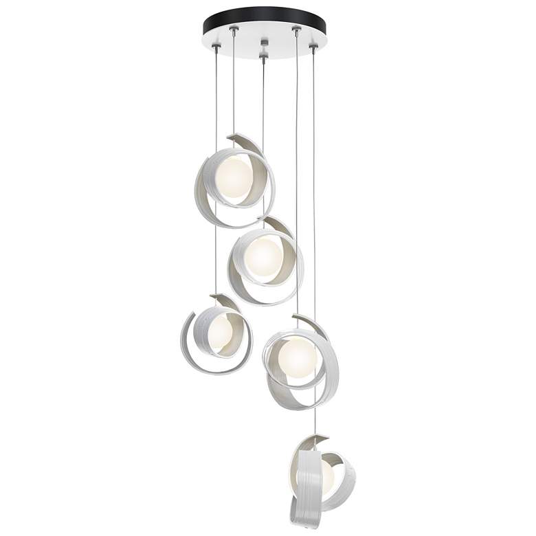 Image 1 Riza 19.1" Wide 5-Light White Pendant With Opal Glass Shade