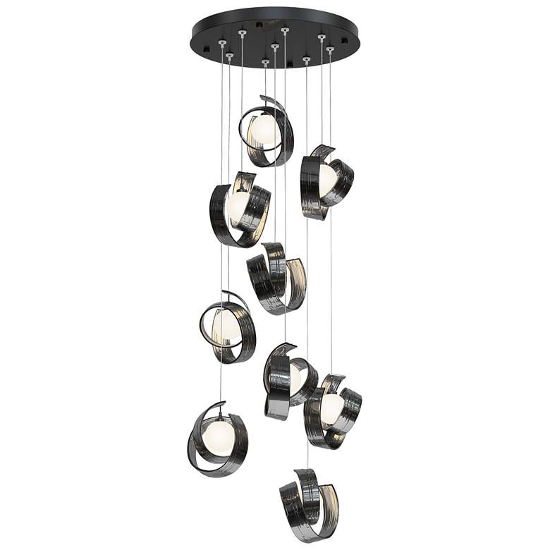 Image 1 Riza 21.1" Wide 9-Light Ink Pendant With Opal Glass Shade
