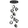 Riza 21.1" Wide 9-Light Ink Pendant With Opal Glass Shade