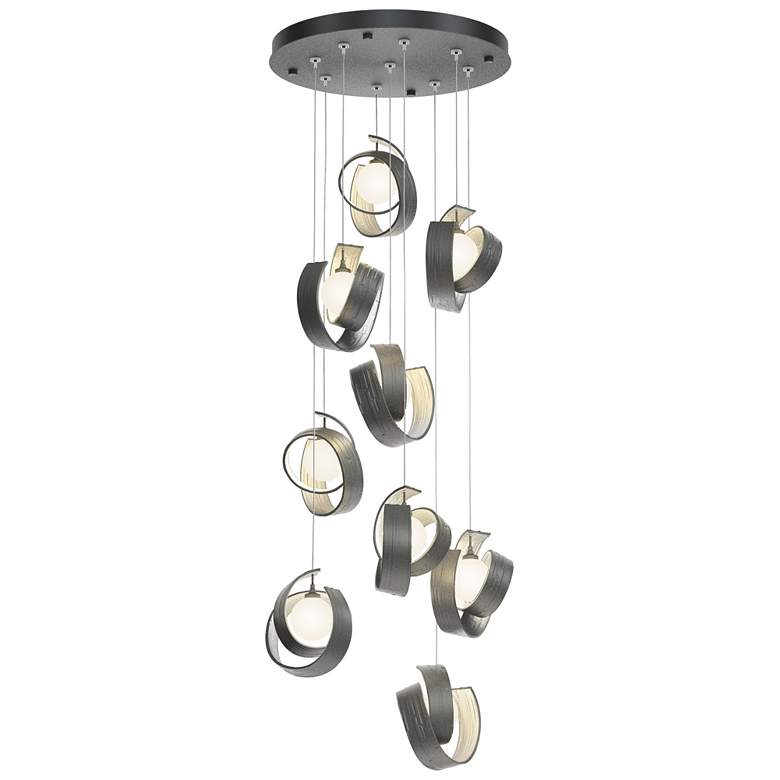 Image 1 Riza 21.1" Wide 9-Light Natural Iron Pendant With Opal Glass Shade