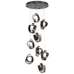 Riza 21.1&quot; Wide 9-Light Oil Rubbed Bronze Pendant With Opal Glass Shad