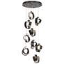 Riza 21.1" Wide 9-Light Oil Rubbed Bronze Pendant With Opal Glass Shad