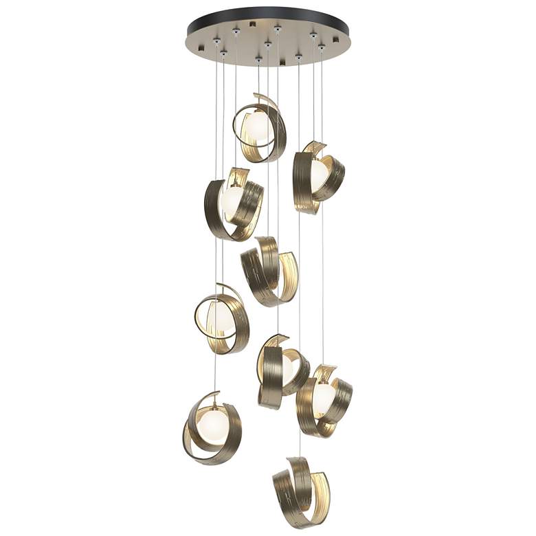 Image 1 Riza 21.1" Wide 9-Light Soft Gold Pendant With Opal Glass Shade
