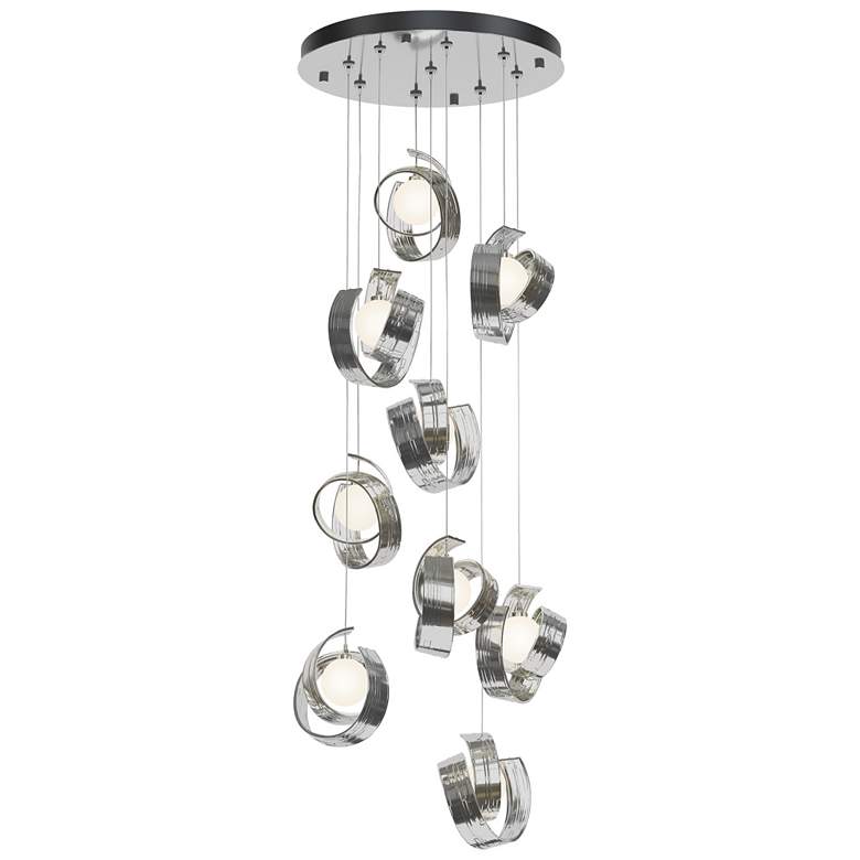 Image 1 Riza 21.1" Wide 9-Light Sterling Pendant With Opal Glass Shade