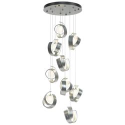 Riza 21.1&quot; Wide 9-Light Vintage Platinum Pendant With Opal Glass Shade