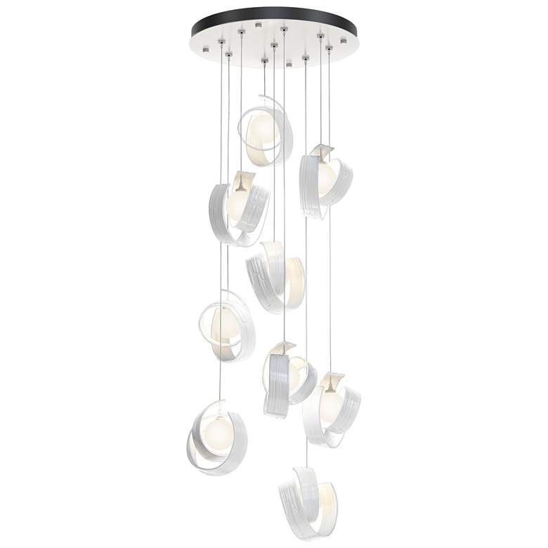 Image 1 Riza 21.1" Wide 9-Light White Pendant With Opal Glass Shade