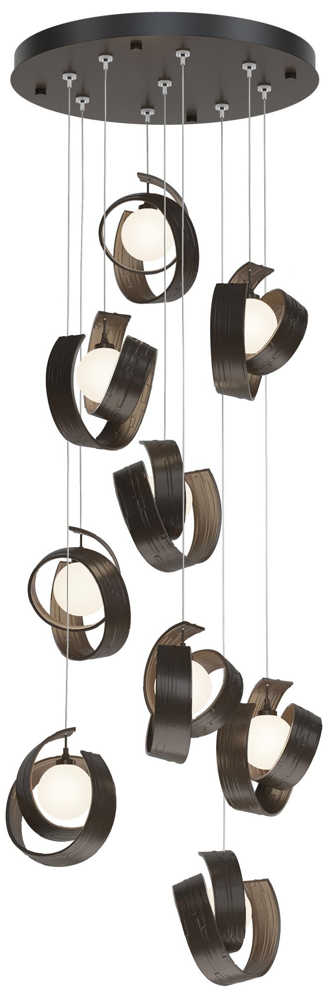 Riza 21.1" Wide 9-Light Bronze Pendant With Opal Glass Shade Made to Order
