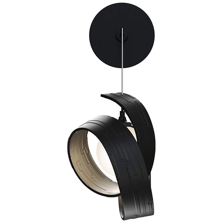 Image 1 Riza 8.1" High Black Low Voltage Sconce With Opal Glass Shade