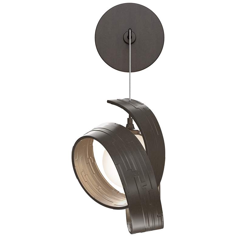 Image 1 Riza 8.1 inch High Bronze Low Voltage Sconce With Opal Glass Shade