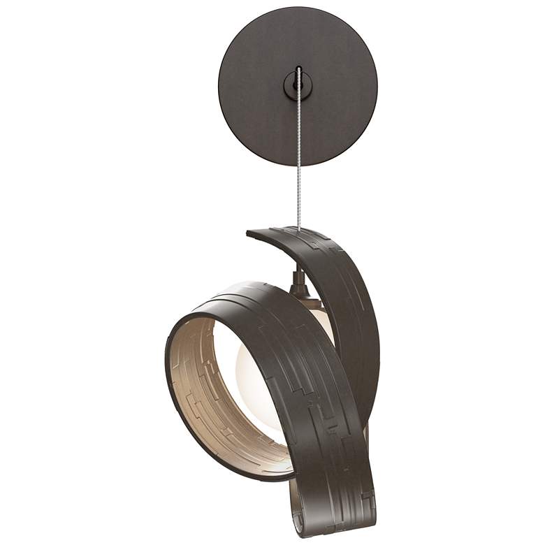 Image 1 Riza 8.1" High Bronze Low Voltage Sconce With Opal Glass Shade
