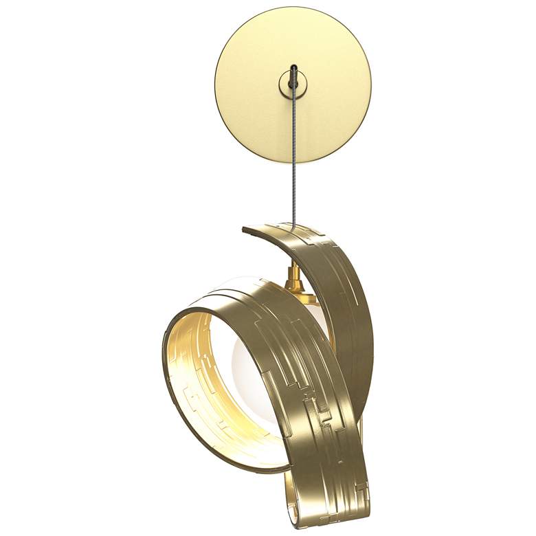 Image 1 Riza 8.1" High Modern Brass Low Voltage Sconce With Opal Glass Shade