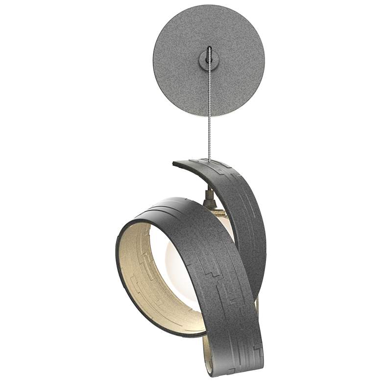 Image 1 Riza 8.1" High Natural Iron Low Voltage Sconce With Opal Glass Shade