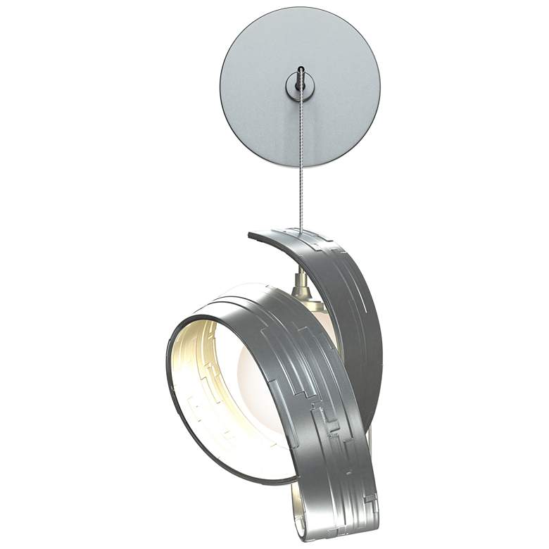 Image 1 Riza 8.1" High Vintage Platinum Low Voltage Sconce With Opal Glass Sha