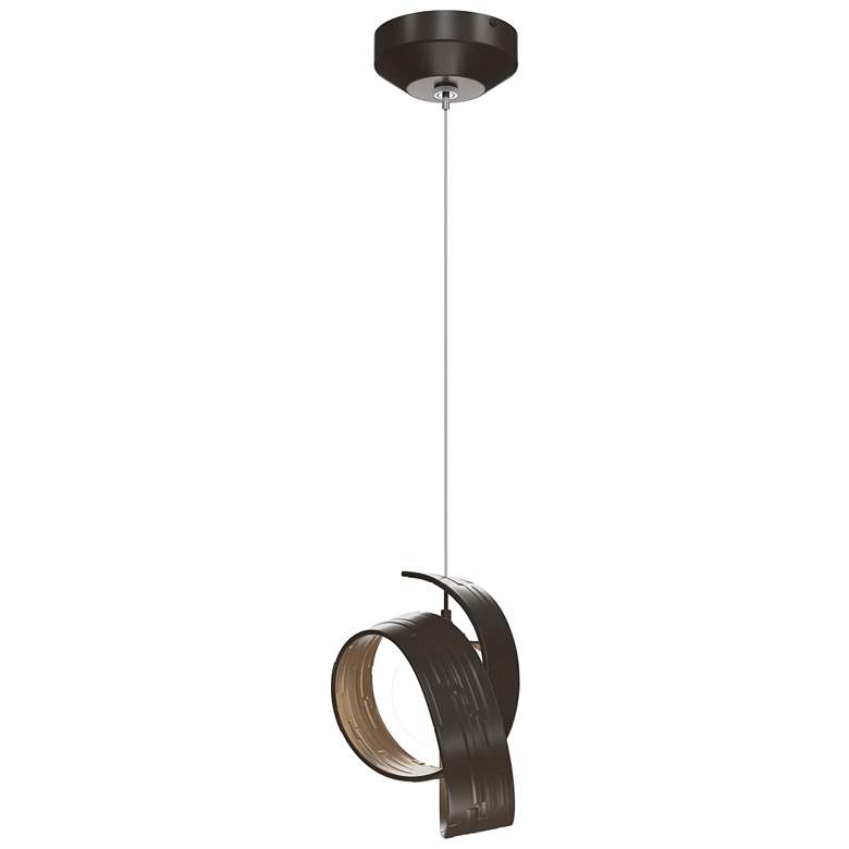 Image 1 Riza 9.1" Wide Bronze Low Voltage Standard Mini Pendant w/ Opal Glass