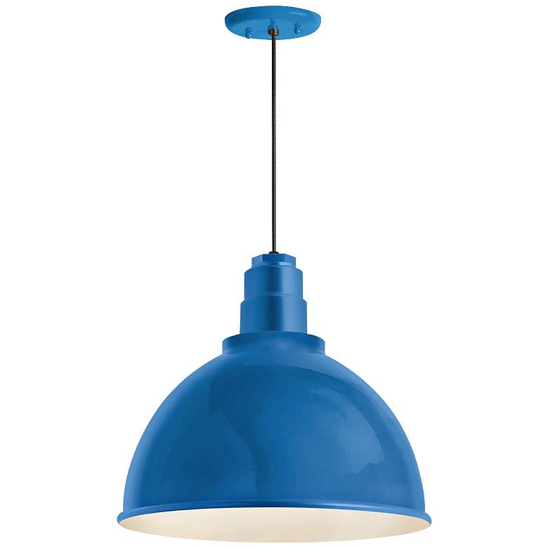Image 1 RLM Deep Reflector 12"W Blue Outdoor Hanging Light