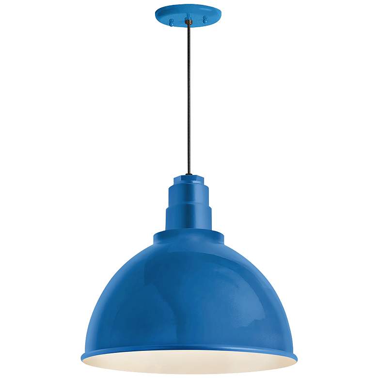 Image 1 RLM Deep Reflector 12 inchW Blue Outdoor Hanging Light