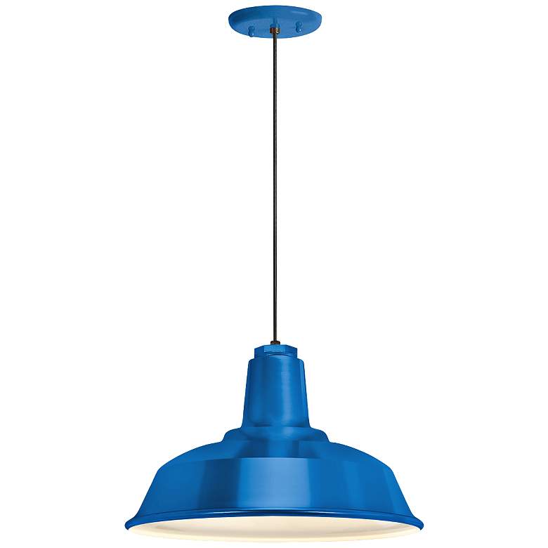Image 1 RLM Heavy Duty 14 inch Wide Blue Outdoor Hanging Light