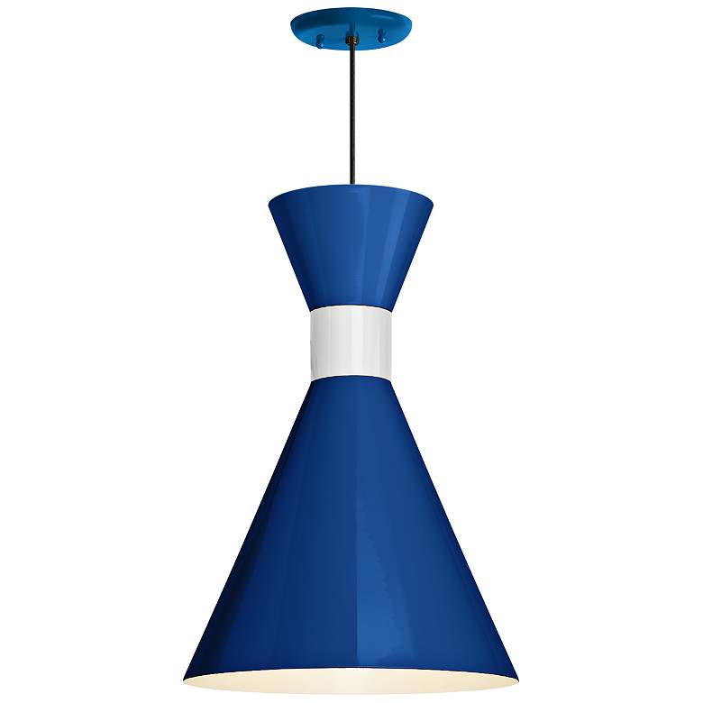 Image 1 RLM Mid-Century 15 1/4 inch High Blue Outdoor Hanging Light