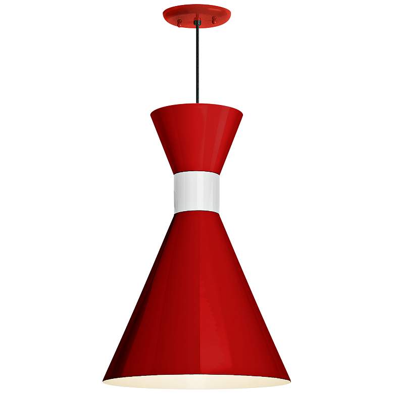 Image 1 RLM Mid-Century 15 1/4 inchH White and Red Outdoor Hanging Light
