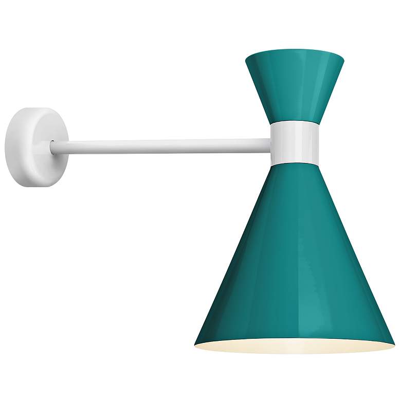 Image 1 RLM Mid-Century 15 1/4"H White and Teal Outdoor Wall Light