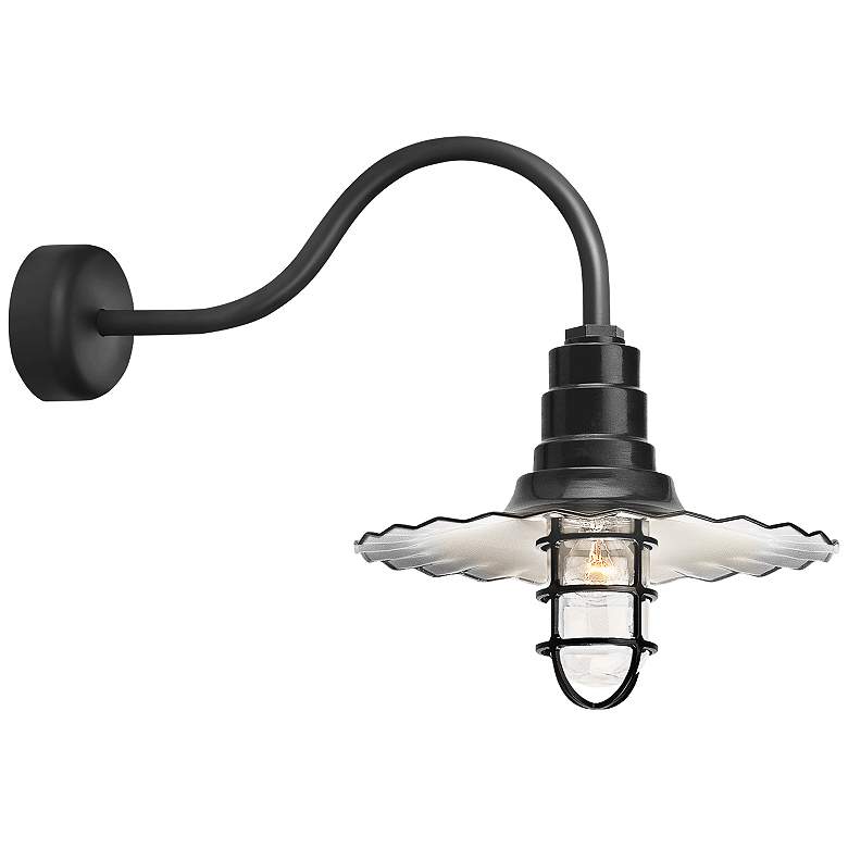 Image 1 RLM Radial Wave 15 3/4" High Black Outdoor Wall Light