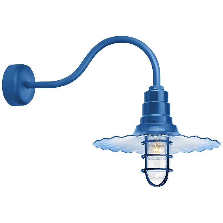 Image 1 RLM Radial Wave 15 3/4" High Blue Outdoor Wall Light