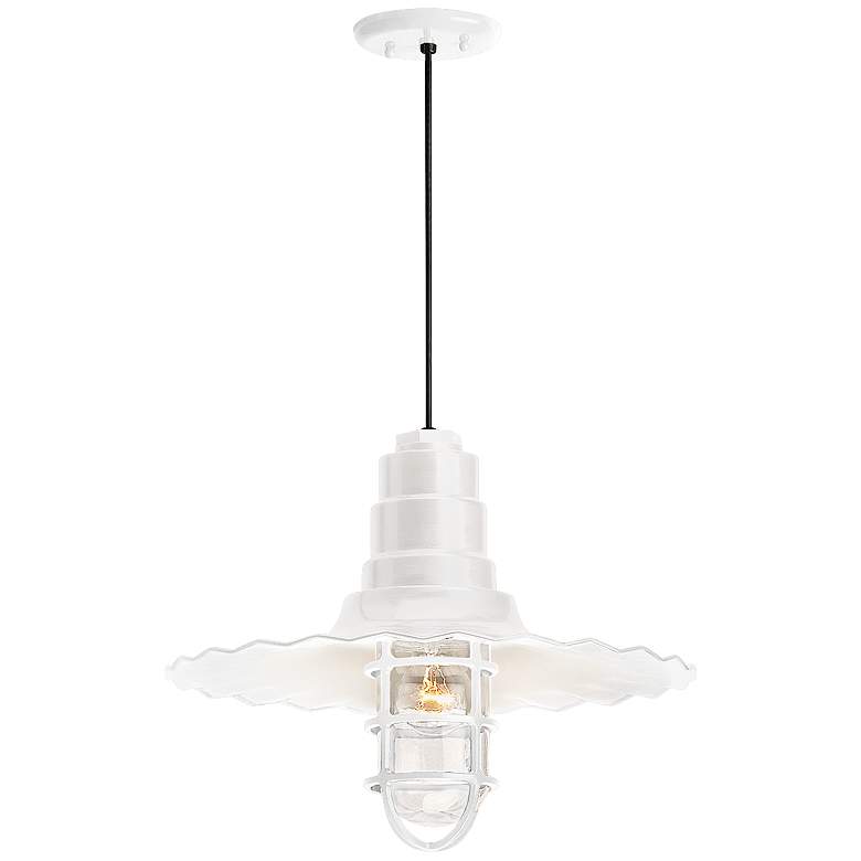 Image 1 RLM Radial Wave 7"H Gloss White Outdoor Hanging Light