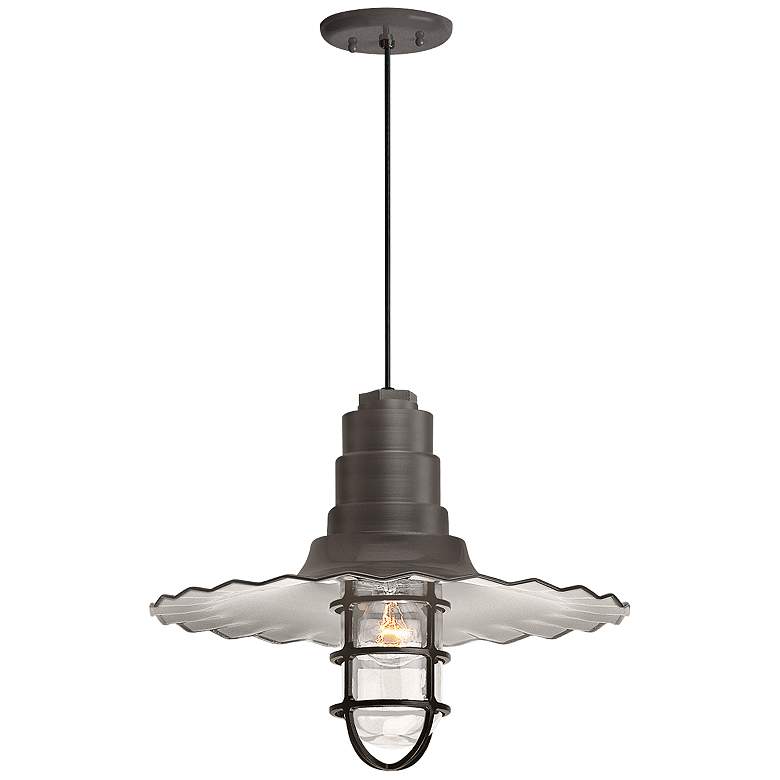 Image 1 RLM Radial Wave 7"H Textured Bronze Outdoor Hanging Light