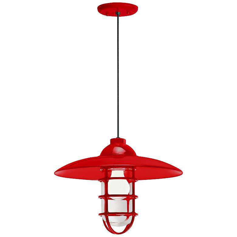 Image 1 RLM Retro Industrial 9 3/4 inchH Red Outdoor Hanging Light