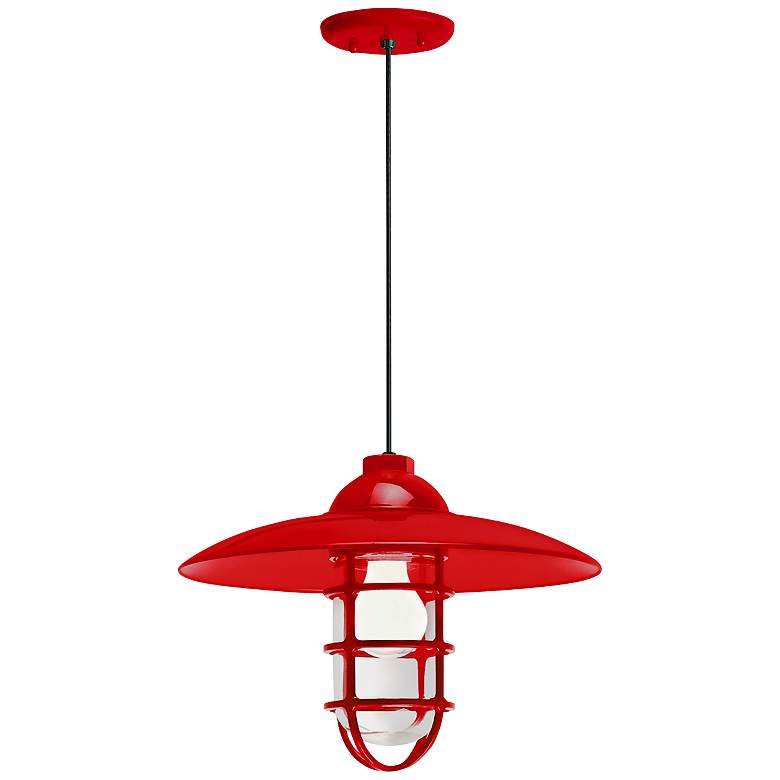 Image 1 RLM Retro Industrial 9 3/4"H Red Outdoor Hanging Light