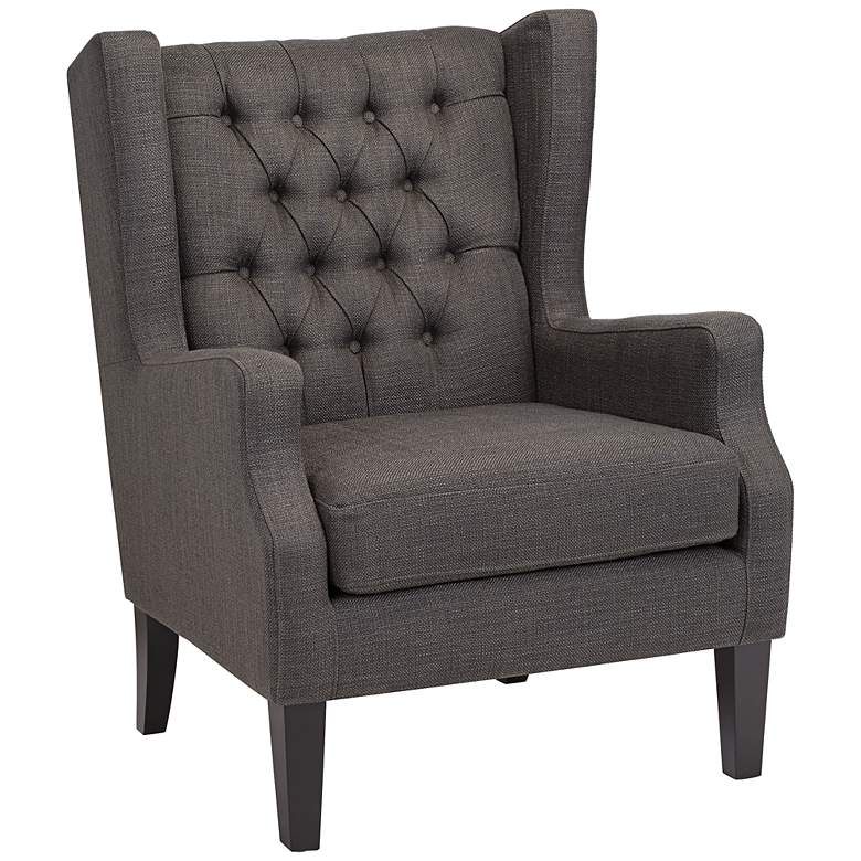 Image 1 Roan Charcoal Gray Wingback Button Tufted Accent Chair