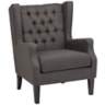 Roan Charcoal Gray Wingback Button Tufted Accent Chair
