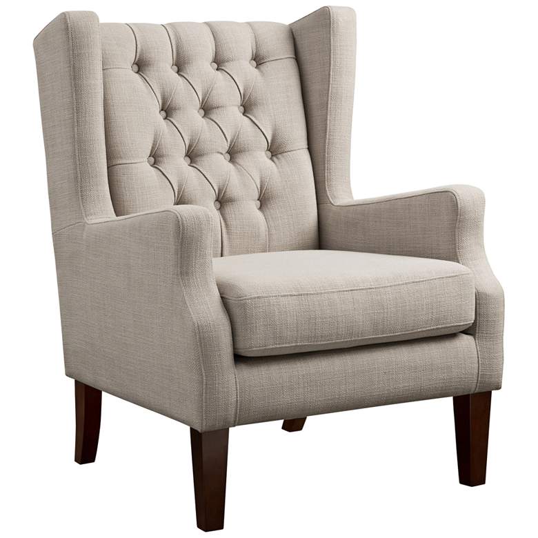 Image 2 Roan Linen Wingback Button Tufted Accent Chair
