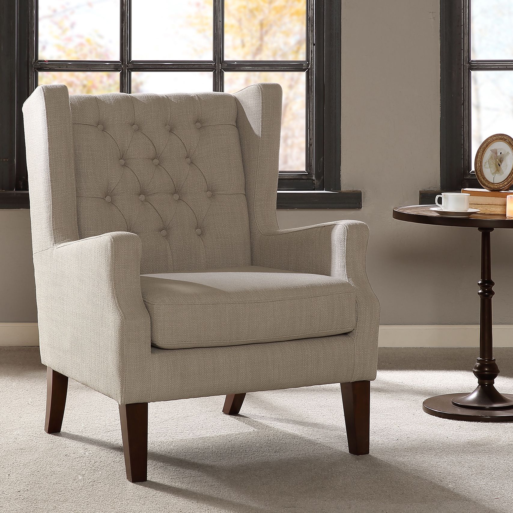 Linen wingback online chair