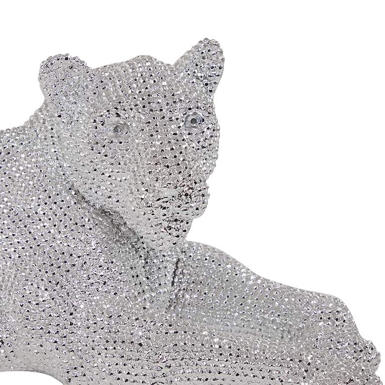Image 3 Roaring Art 39" Wide Silver Faceted Diamond Leopard Statue more views